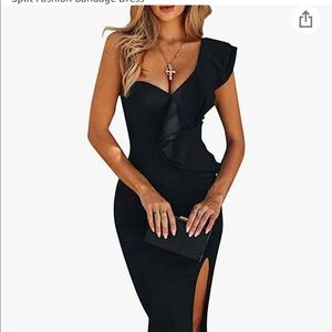 Women's One Shoulder Sleeveless Knee Length Side Split Fashion Bandage Dress